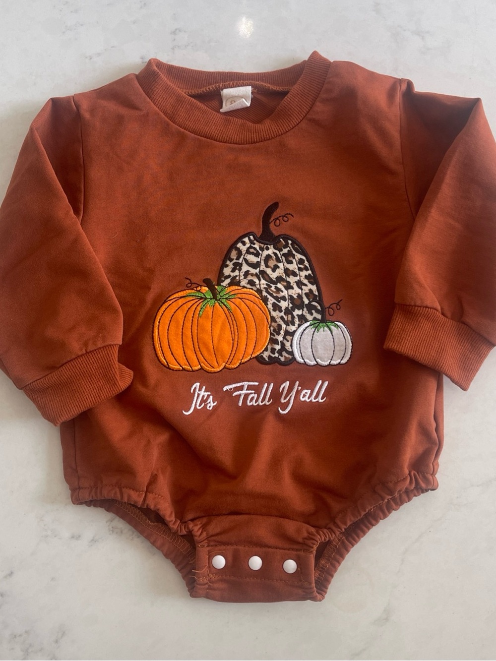 Rust Pumpkin Baby One-Piece - It's Fall Y'all
